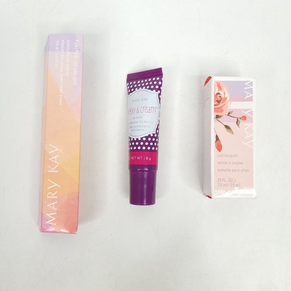 Mary Kay Bundle Glossy Lip Oil Gloss Berry Cream Lip Balm Nail Lacquer Polish - Picture 8 of 8